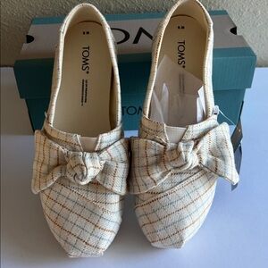 TOMS Alpargata Natural Spring Check Bow Size 5